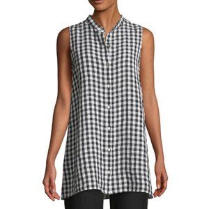 Eileen Fisher organic linen gingham tunic shirt